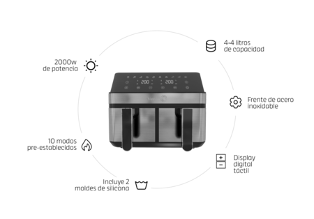 Freidora de Aire Morelli Air Fryer Fritello Duo