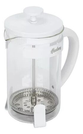 CAFETERA DE VIDRIO Y ACERO INOX C/EMBOLO TIPO FRANCESA 600ML BLANCA FR11