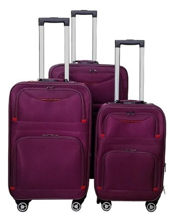 Set De 3 Valijas Semi Rigidas Viaje Kit Violeta 8 Ruedas Cs - Color: Violeta oscuro - Nombre del diseño: Lisa