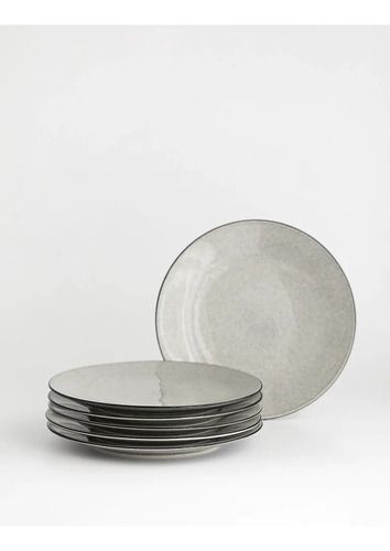 Set 6 Platos Playo Porcelana Pedra Rocha Vajilla Gris - Vista 1