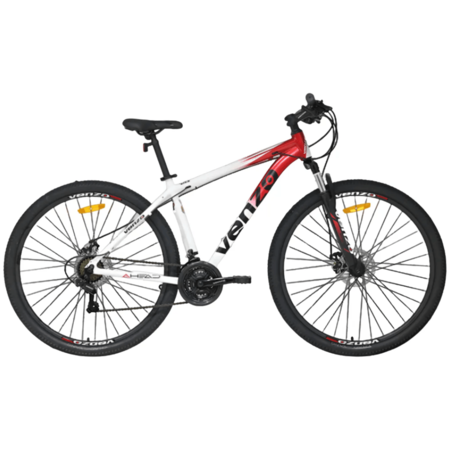 Bicicleta MTB Venzo Ahead 21V R29 Blanco/Rojo Disco Mec. Talle S