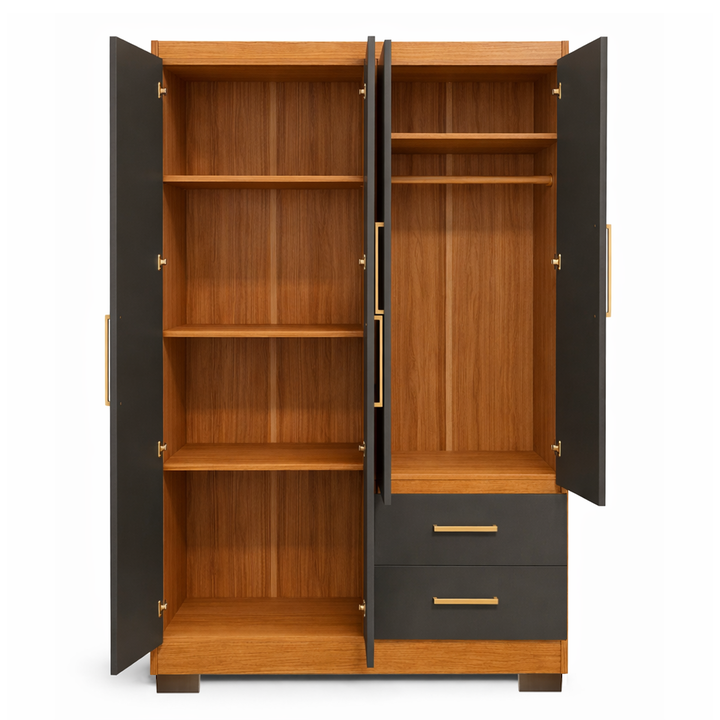 Placard Ropero Reforzado de 4 Puertas 2 Cajones Grafito Teca Maximo Fortaleza - Vista 5