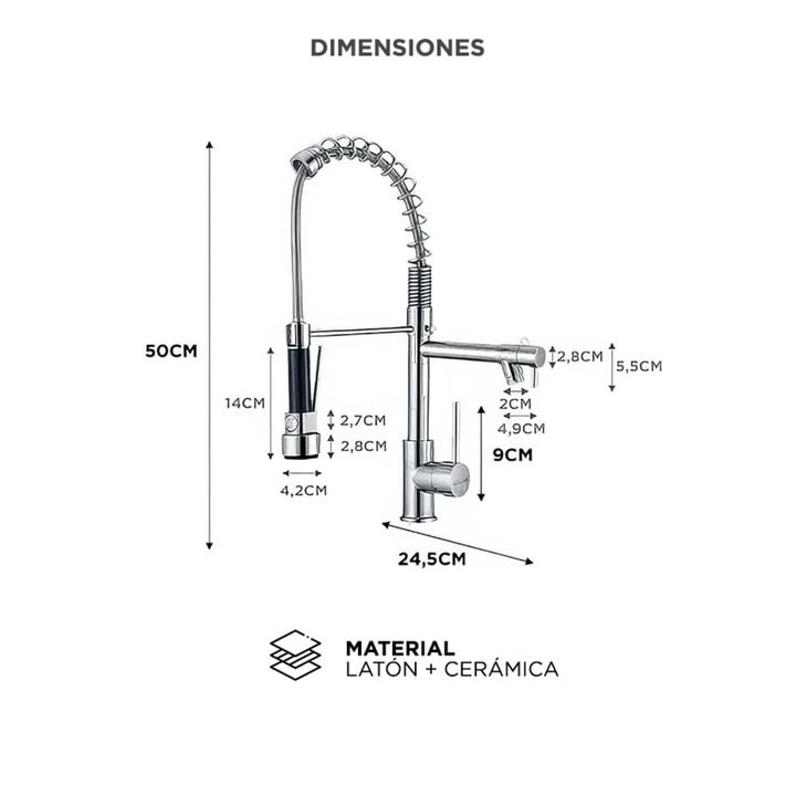 Griferia Canilla Monocomando Rieti by Gadnic Extensible y Flexible - Vista 6