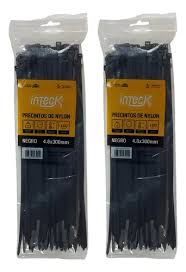 Precinto Inteck 30cm 4,8mm x 300mm Bolsa 100 Unidades Negro
