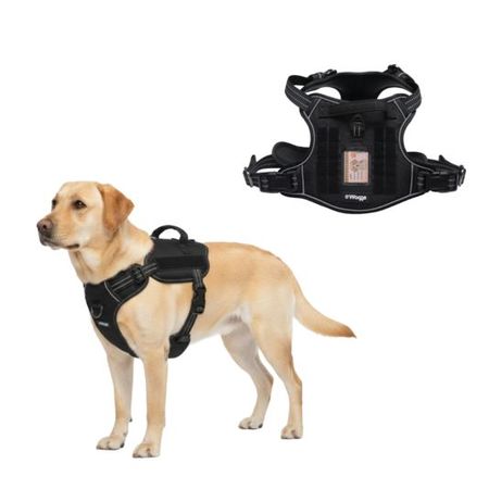 Arnés Pretal Táctico Perro Anti Tirones Reflectivo Waggs XL Negro