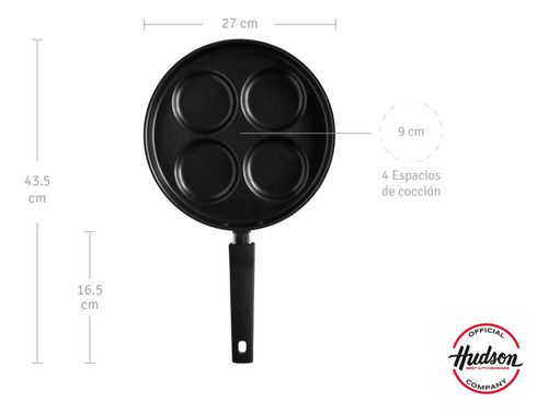 Sartén Aluminio Para Huevos 4 En 1 Hudson Negro - Vista 2
