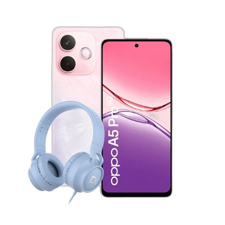 Combo Oppo A5 Pro 5G 8+256GB Pink + Auricular Dekkin Vincha USB-C Celeste