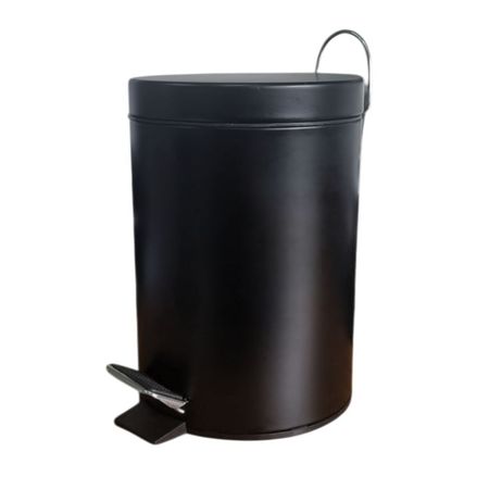 Tacho Basura 5 Lts Cesto Acero Inoxidable Cierre Lento Pedal Color negro