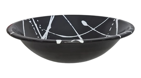 Ensaladera Mediana Enlozada Con Diseño 26cm Lozafer 2111 Negro