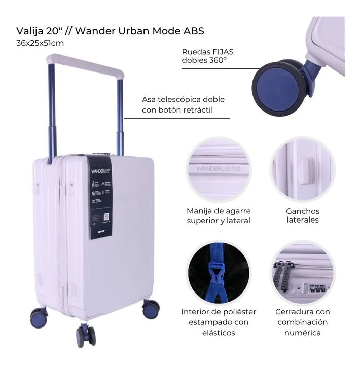 Valija Wanderlust Urban Mode Abs Silver 20 Pulg 39976 - Vista 5