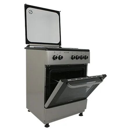 Cocina Electrica Plata 60cm 4 Hornallas Grill Turbo Tapa Dalton