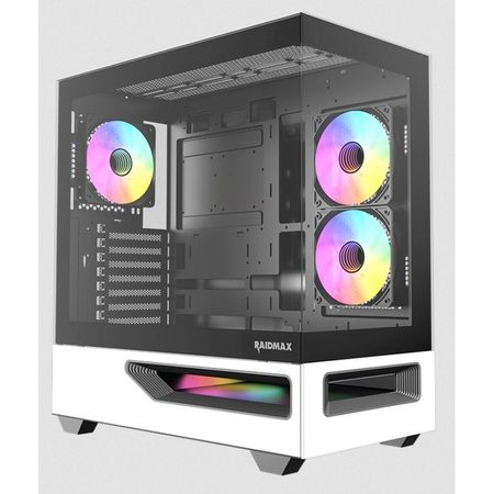 Gabinete Gamer Raidmax Hurrikan H200 E-ATX ARGB PWM Blanco Negro