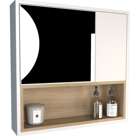BOTIQUIN PARA BAÑO MODERNO CON ESPEJO OLMO BLANCO