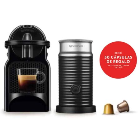 Cafetera Nespresso Inissia Black Curva + Aeroccino A3D40-AR-BK