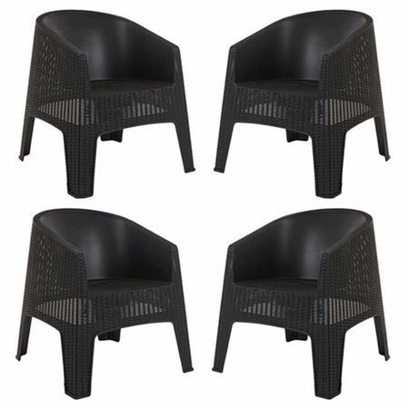 Combo x 4 Sillones Pvc Simil Ratan Oasis Grafito