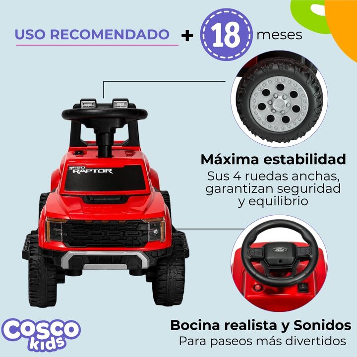 Ford Raptor a batería 6v Cosco Roja - Vista 15