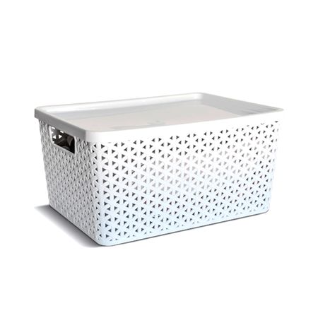 Cesto Rectangular Ratan Organizador Con Tapa Cololombraro