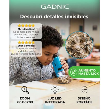 Microscopio Mini GADNIC Portátil LED 120x