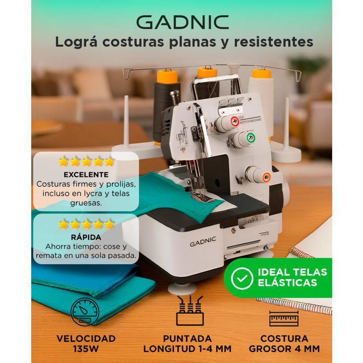 Máquina de Coser Gadnic Interlock de 3 Hilos 135w - Vista 2
