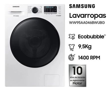 Lavarropas Samsung Carga Frontal 9,5KG WW95AA046BWUBG Blanco