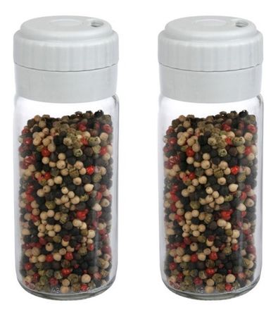 Set X 2 Especiero Condimentero Recipiente Con Dosificador Gris