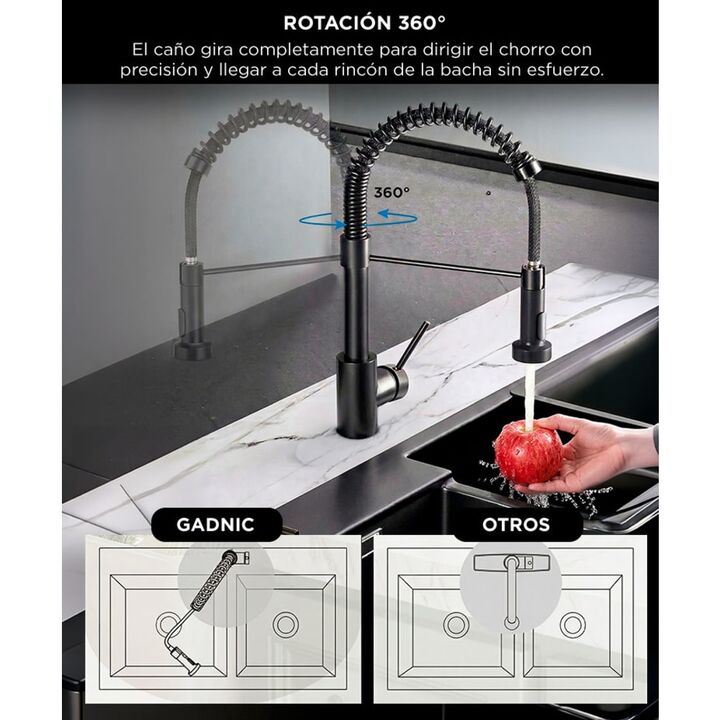 Griferia Extensible Para Cocina Gadnic Canilla Monocomando Flexible - Vista 4