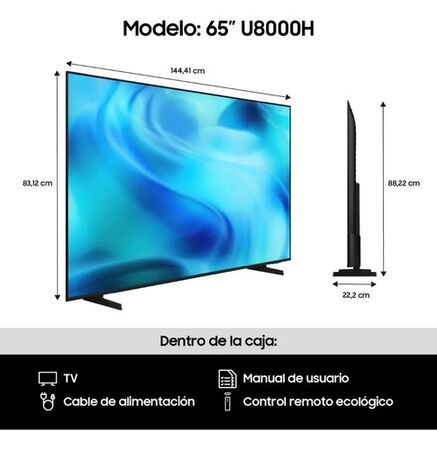 Televisor Samsung 65" Crystal UHD U8000H 4K Smart TV 2026