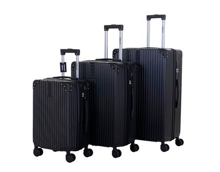 Set De 3 Valijas  En Fibra Rígida Abs+ Polipropileno Negras 