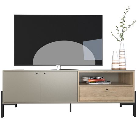 Rack Tv Metalwood 1.50 Mts Tables Cod: 4251 Gris-Olmo Finlandes
