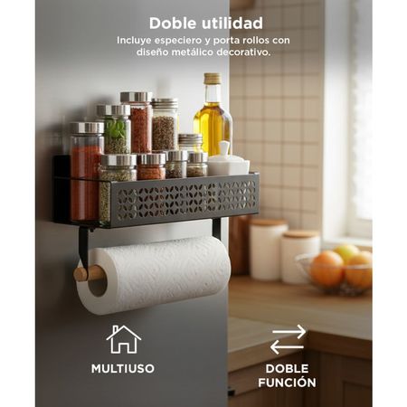 Set Organizador Especiero y Portarrollo Gadnic Estante Magnetico para Heladera