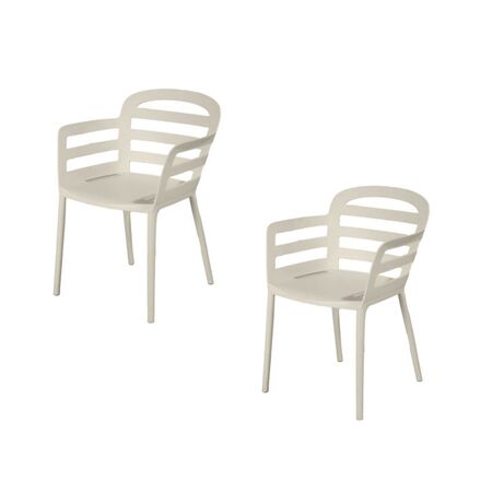 Silla Diseño Estilo Libre Apilable resistente Beige x 2