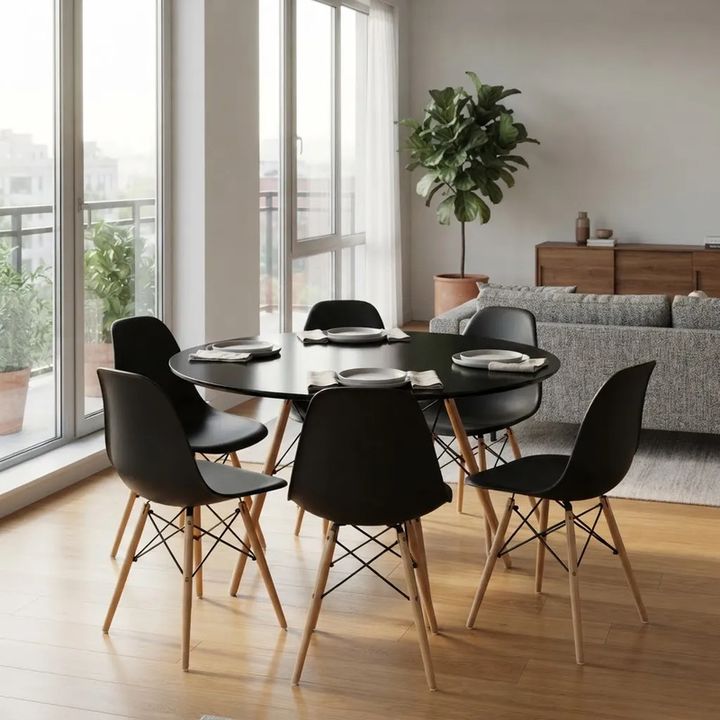 Juego De Comedor Mesa Eames 120cm+6 Sillas Eames Negro - Vista 1