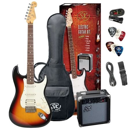 SX SE-HSS SK. Pack de guitarra eléctrica con amplificador. Todo para empezar a tocar