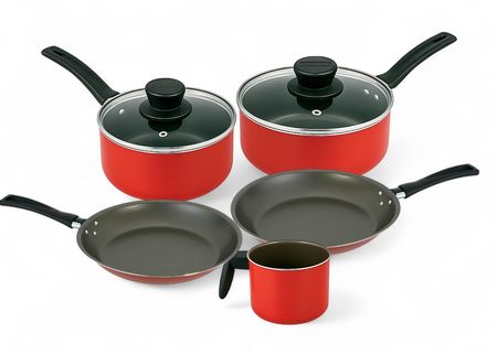 Juego de Sartenes y Cacerolas 5 Pzs Oliveira Exclusive Rojo