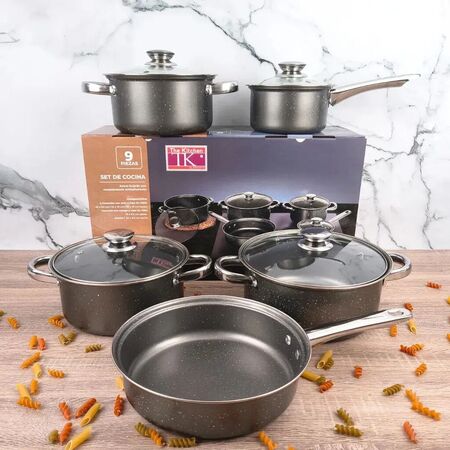 Bateria De Cocina The Kitchen Granito 9pz Antiadherente