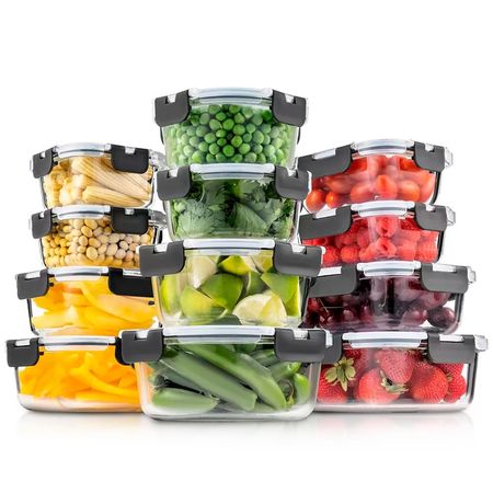 Set x12 Taper Contenedor Hermético De Vidrio Gadnic Apto Microondas Horno Freezer Heladera