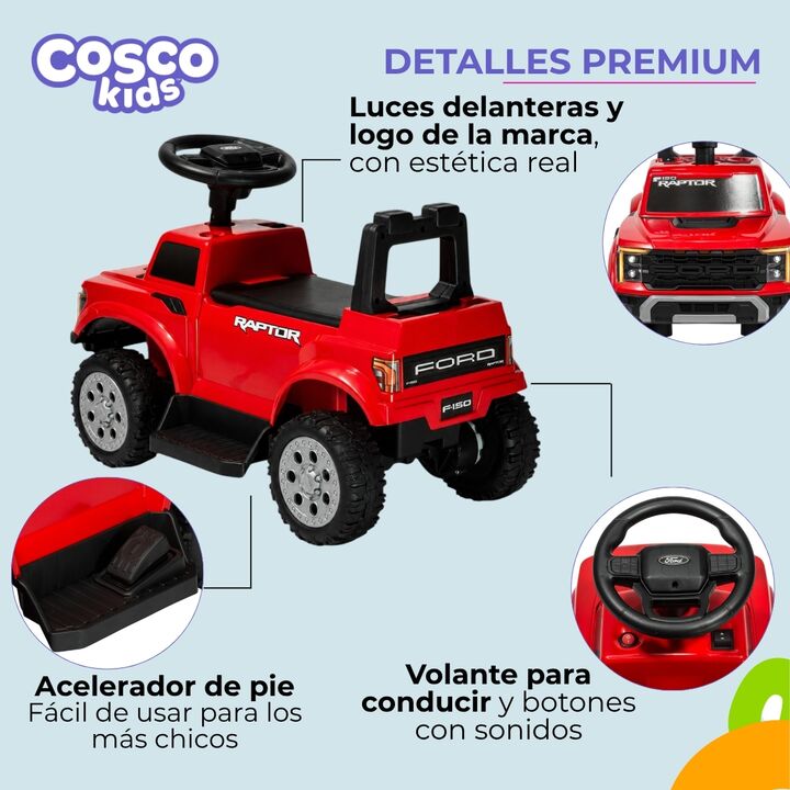 Ford Raptor a batería 6v Cosco Roja - Vista 18