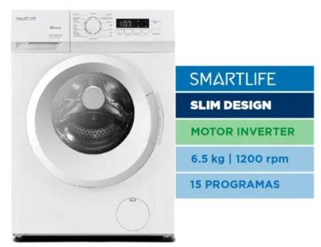 Lavarropas Smartlife Inverter 6,5 Kg 1200 Rpm Carga Frontal