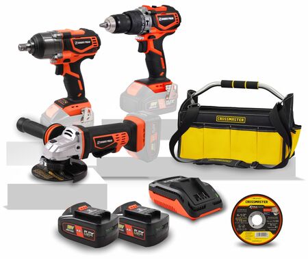 Combo Taladro + Llave de Impacto + Amoladora + Bolso