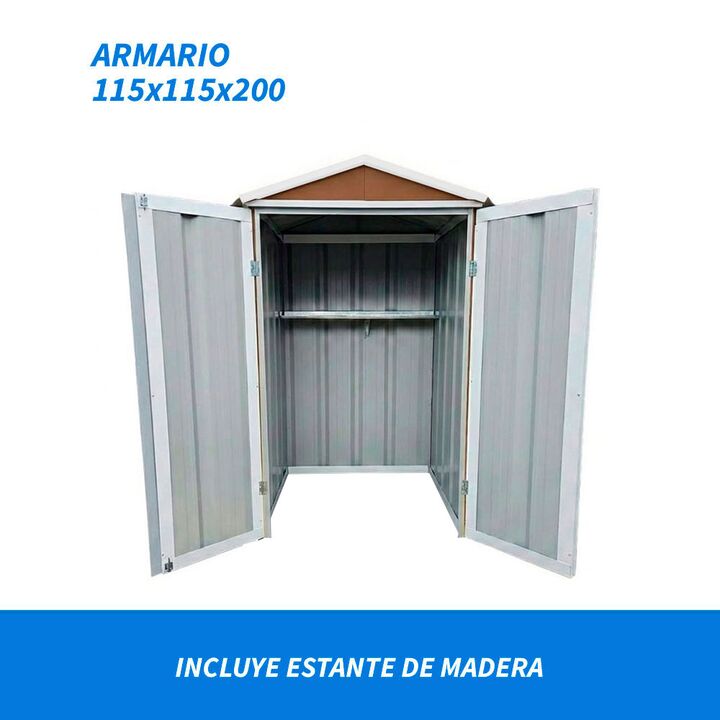 Armario Depósito Galpón de jardín 1x1x2 Pardo + Estante Calibre 28 DON ACERO - Vista 3