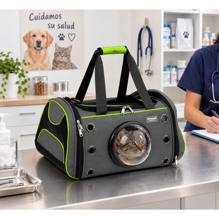 Bolso transportador de mascotas con ventana tipo burbuja