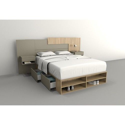 Box de Cama DS Home 1,60 m 4 Cajones 1 Puerta Olmo Gris 203x33x162 cm - Vista 3