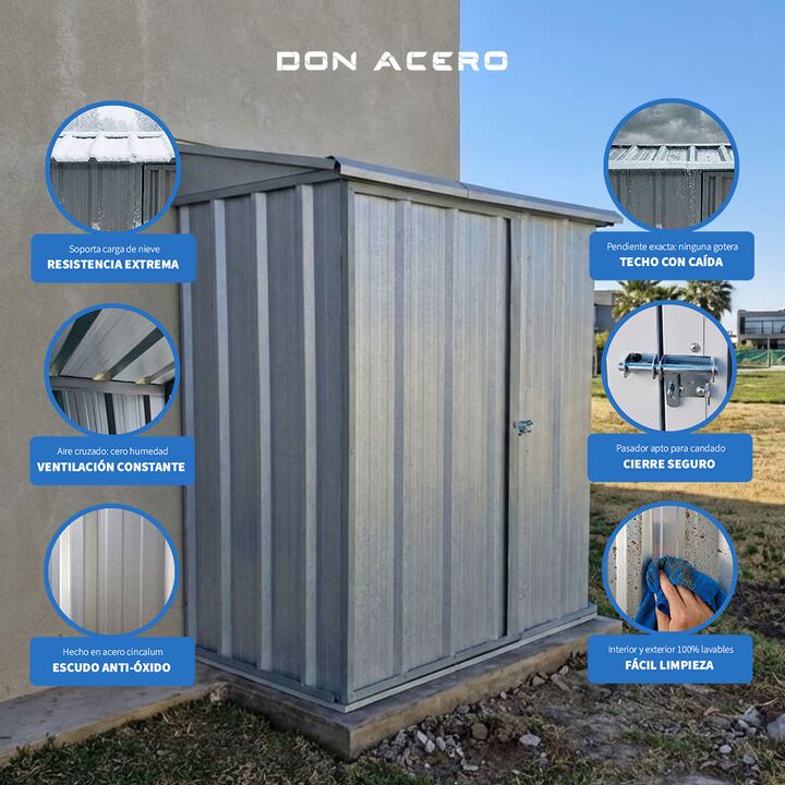 Deposito Armario Caseta Cobertizo de jardín 150x1 Techo 1 agua DON ACERO - Vista 5