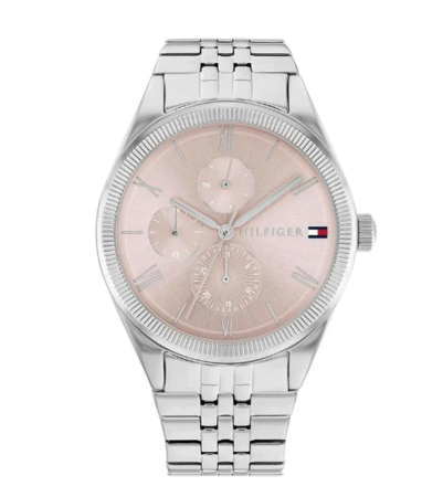 RELOJ ANALÓGICO TOMMY HILFIGER - CAJA CUARZO ROSA MALLA ACERO INOX PLATEADO (RTH0704)