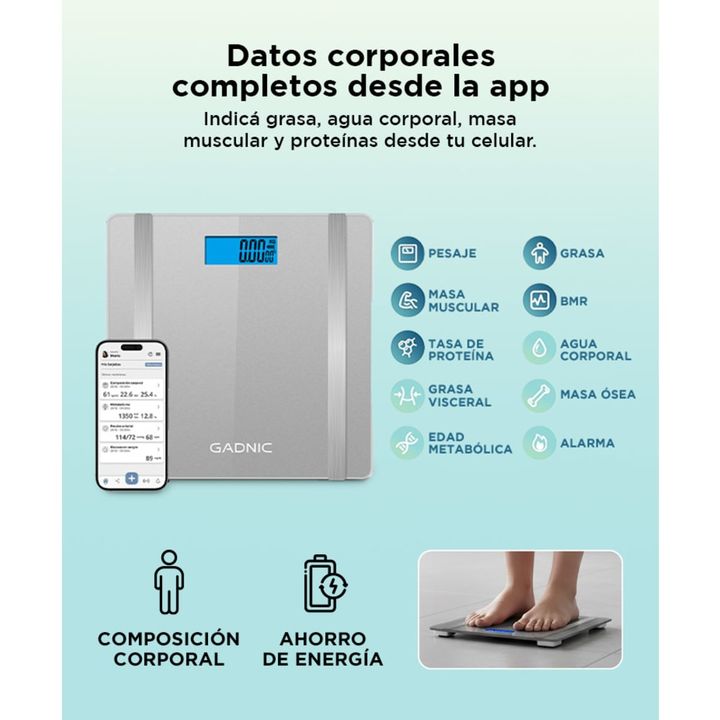 Balanza Digital Gadnic G07 Bluetooth Electrica 180KG - Vista 4