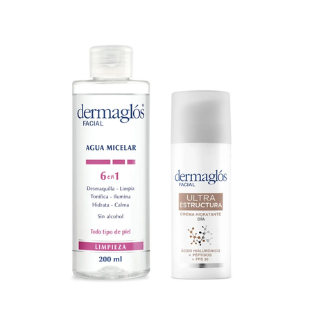Dermaglos Set Dia Agua Micelar 6 en 1 + Ultra Estructura 50g