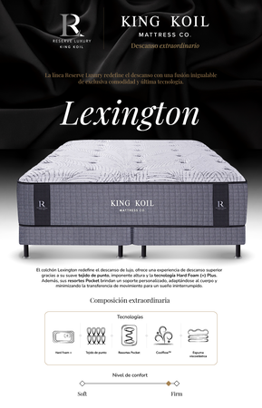 Colchon King Koil Lexington 1 Plaza 80x190 de Resortes Pocket + Espuma Inteligente