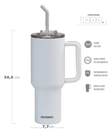 Vaso térmico Waterdog 1200ml tapa hermética y sorbete