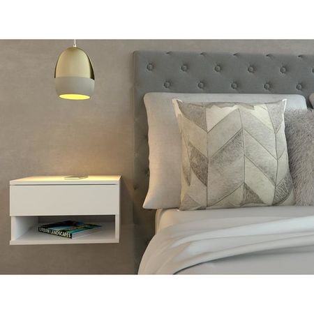 Mesa de Luz Flotante DS Home 1 Cajón Blanco 45x25x36 cm