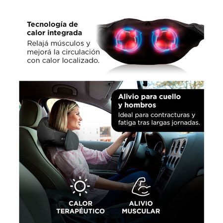 Masajeador Gris Claro Gadnic Ombu Cervical y Lumbar Shiatsu Terapia de Calor